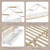 A collage of four close-up images showcasing different features of a white and natural wood children's bed. Náhled obrázku produktu
