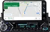 A smartphone displaying a navigation app is mounted on a car stereo system. Produktbild-Vorschau