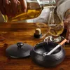 Aschenbecher Schwarzer Retro Keramikaschenbecher mit Produktbild-Vorschau 4