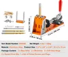 A pocket hole jig kit and its accessories are displayed on a white background, with dimensions indicated. Náhled obrázku produktu