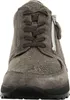 A close-up front view of a gray sneaker with a snakeskin pattern and a zipper. Produktbild-Vorschau