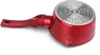 A red metallic pot with a silver bottom and a red handle, shown from a side angle on a white background. Náhled obrázku produktu