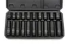 A set of black socket wrenches in a black case. Produktbild-Vorschau