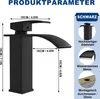 Diagram showing the dimensions and features of a black faucet. Produktbild-Vorschau
