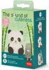 The image shows the retail packaging for a panda-themed wireless speaker and phone stand. Produktbild-Vorschau