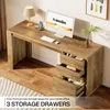 Tribesigns, scrivania da 140 cm con 3 cassetti, stile Anteprima dell’immagine prodotto 3