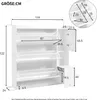 A diagram showing the dimensions of a white shoe cabinet. Produktbild-Vorschau