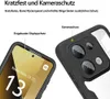 Close-up marketing image showing a phone case with callouts highlighting its features. Produktbild-Vorschau