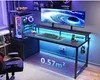 Gamingtafel met LED-verlichting en stopcontact, Productafbeelding-voorbeeld 2