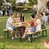 WOLTU Bierzeltgarnitur 3-teilig Biertisch & 2 Bierbank Holz Produktbild-Vorschau 2