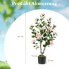Umělá kamélie 90 CM, umělá květina v květináči s cementovou Náhled obrázku produktu 7