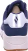 The back view of a blue Skechers sneaker with a white heel tab and silver logo. Podgląd zdjęcia produktu