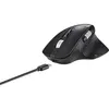 A black ergonomic mouse with a USB-C cable attached. Produktbild-Vorschau