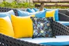 MuchoWow® Outdoor Kissen - Blumen - Blätter - Blau - 40x40 Produktbild-Vorschau 4