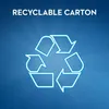 A blue background with a glowing white recycling symbol and text. Produktbild-Vorschau