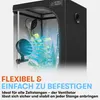A grow tent with a fan blowing air onto plants, with marketing text overlay. Produktbild-Vorschau