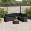 vidaXL 7-tlg. Garten-Sofagarnitur mit Kissen Schwarz Poly Produktbild-Vorschau 2
