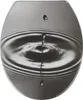 A close-up, black and white image of a toilet seat with a water drop design. Produktbild-Vorschau