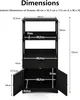 A diagram showing the dimensions of a black storage cabinet. Podgląd zdjęcia produktu