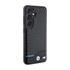 A black smartphone case with a carbon fiber texture and BMW branding. Produktbild-Vorschau