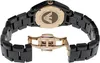 The back of a black ceramic watch with a rose gold clasp. Voir les images du produit