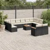 vidaXL 13-tlg. Garten-Sofagarnitur mit Kissen Schwarz Poly Produktbild-Vorschau 2