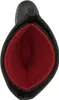 A top-down view of the inside of a black boot with a red lining. Produktbild-Vorschau