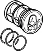 A line drawing of a plumbing adapter and three O-rings. Produktbild-Vorschau
