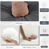 A collage of images showing the materials and features of a product, with a hand pressing into a cushion and close-ups of PP cotton and high-density foam. Podgląd zdjęcia produktu