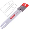 A chainsaw guide bar and its packaging are shown against a white background. Voir les images du produit