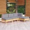 vidaXL 4-tlg. Garten-Lounge-Set mit Grauen Kissen Produktbild-Vorschau 2