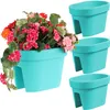 A set of turquoise balcony planters filled with colorful flowers, displayed against a white background. Anteprima dell’immagine prodotto
