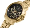 A close-up, angled shot of a gold Maserati chronograph watch with a black dial. Náhled obrázku produktu