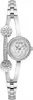A silver Guess watch with a bracelet band and a round face with a floral design. Produktbild-Vorschau
