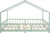 A children's house-shaped bed frame with a slatted base, shown from a front-side angle against a white background. Produktbild-Vorschau