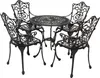A cast aluminum bistro set with a round table and four chairs, presented on a white background. Produktbild-Vorschau