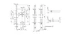 Technical drawing with dimensions of a door lock mechanism and handles. Produktbild-Vorschau