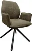 A brown upholstered chair with a black metal base on a white background. Produktbild-Vorschau
