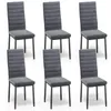 A set of six dark gray dining chairs arranged in three rows of two against a white background. Anteprima dell’immagine prodotto