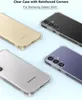 Four Samsung Galaxy S24+ phones in clear cases, each with a different color, are displayed against a light blue background. Produktbild-Vorschau