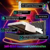A bed with its storage compartment open, showcasing its features with overlaid text and graphics. Produktbild-Vorschau