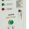 Close-up of an automatic transfer switch control panel with indicator lights, buttons, and a key lock. Náhled obrázku produktu