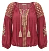 Miss June Dames blouse Russlla lange mouw, crinkle viscose met spiegeltjes – kleur bordeaux, productfoto op witte achtergrond, AI-gegenereerde afbeelding