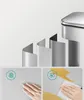 Close-up view of a trash can's material layers and two inset images demonstrating its features. Produktbild-Vorschau