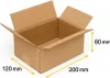 An open cardboard box with dimensions indicated. Podgląd zdjęcia produktu