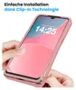 Hands are shown installing a rose-colored phone case onto a smartphone. Produktbild-Vorschau