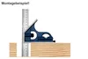 A combination square tool is shown measuring a piece of wood. Produktbild-Vorschau