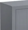 A close-up view of a gray cabinet door with vertical paneling and a hinge. Podgląd zdjęcia produktu