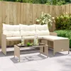 Gartensofa in L-Form mit Tisch und Kissen Beige Poly Rattan Produktbild-Vorschau 2