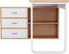 A close-up, top-down view of a modern desk with drawers and shelves. Náhled obrázku produktu